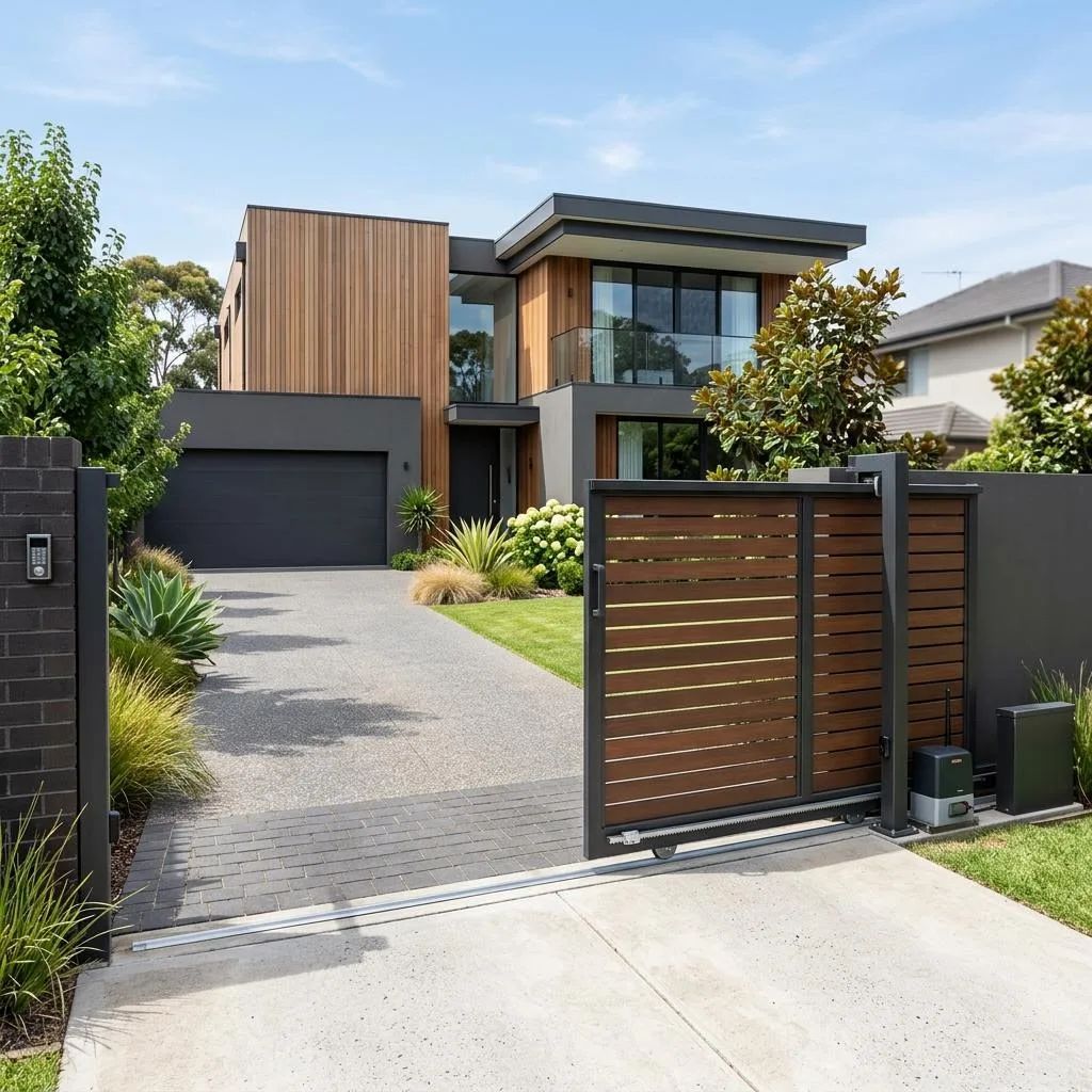 Automated sliding gate installation with access control