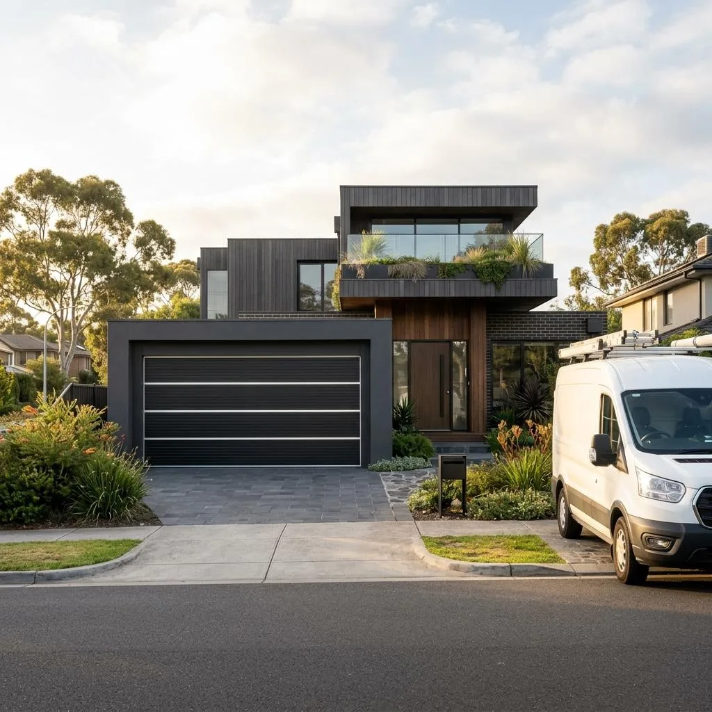 Newly installed garage door on a Brisbane home